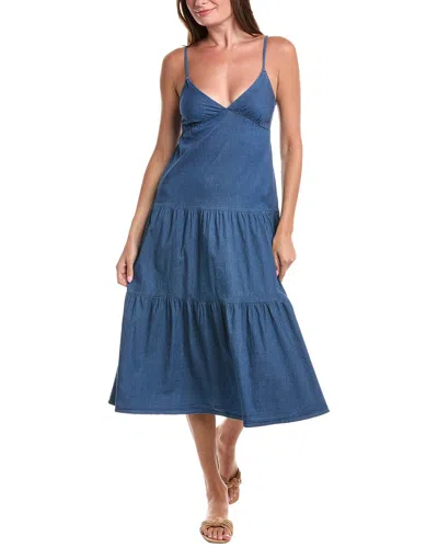 Marion Solid Midi Dress In Blue