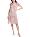 Marion Square Neck Midi Dress In Pink