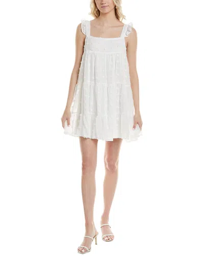 Marion Swiss Dot Tiered Mini Dress In White