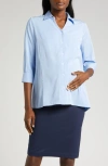 Marion Three-quarter Sleeve Twill Maternity Button-up Top In Pale Blue