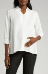 MARION THREE-QUARTER SLEEVE TWILL MATERNITY BUTTON-UP TOP