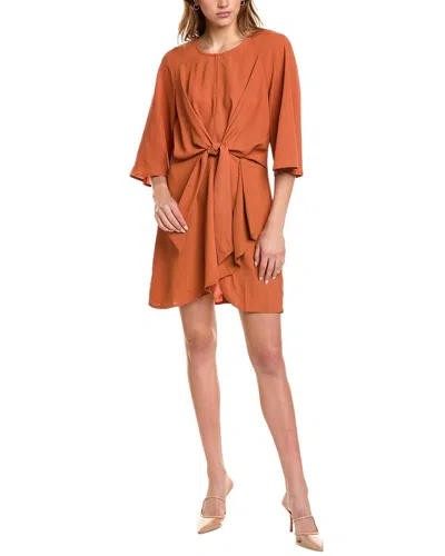 Marion Tie Front Mini Dress In Orange