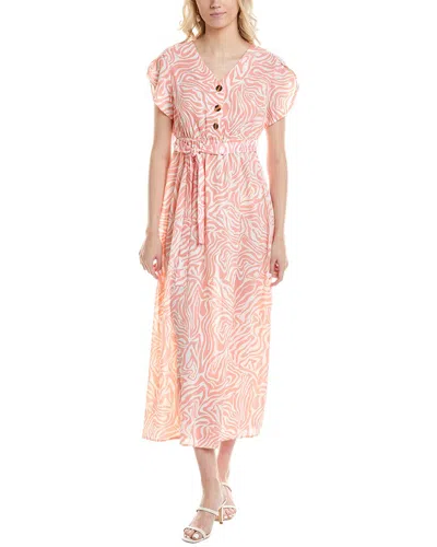 Marion Tie Waist Midi Dress In Pink