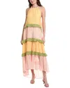Marion Tiered Halter Maxi Dress In Yellow