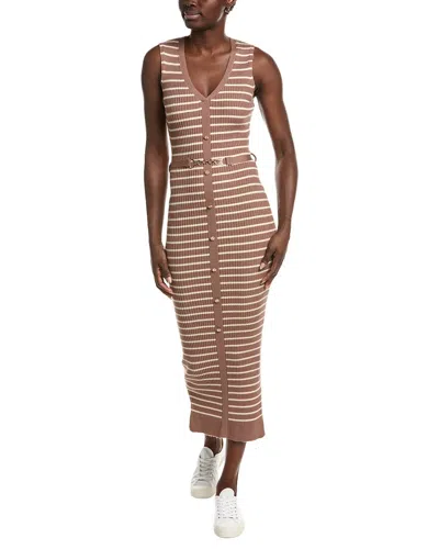 Marion V-neck Stripe Bodycon Dress In Brown
