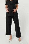 Marion Wide Leg Black Maternity Work Pant In Black