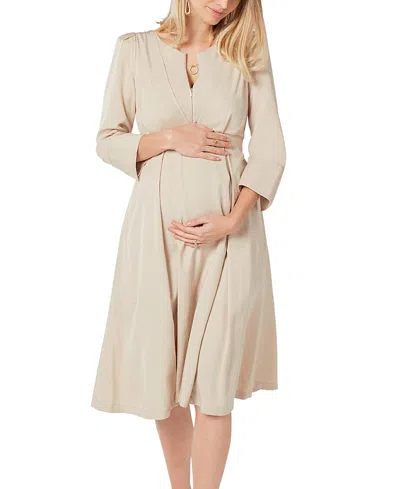 MARION WOMEN'S EMPIRE WAIST MATERNITY & NURSING MIDI TEA DRESS IN TENCEL
