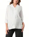 Marion Three-quarter Sleeve Twill Maternity Button-up Top In White