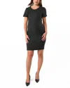 Marion Women's Short Sleeve Maternity & Nursing Knee Length Dress In Italian Stretch Suiting Fabric In Dark Grey