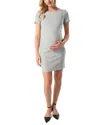 Marion Women's Short Sleeve Maternity & Nursing Knee Length Dress In Italian Stretch Suiting Fabric In Light Grey