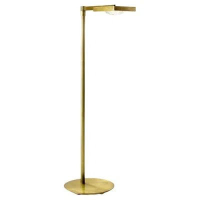 Pre-owned Marioni Cecile Floor Standing Reading Lamp In Brushed Brass With Swing Arm Shade In Brown