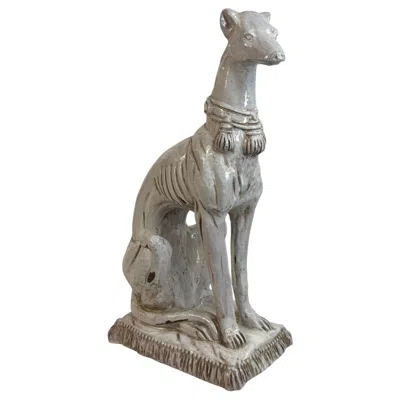 Pre-owned Marioni Italian Whippet Greyhound Terracotta Dog Statue Figurine Vintage, 1960s In Gray