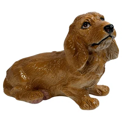 Pre-owned Marioni Live Size Italian Dachshund Terracotta Dog Statue Figurine Vintage, 1960s In Brown
