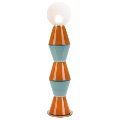 Pre-owned Marioni Palm Large Aquamarine And Orange Table Lamp