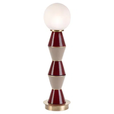 Pre-owned Marioni Palm Red And Taupe Ceramic Table Lamp