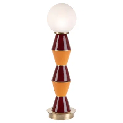 Pre-owned Marioni Palm Small Burgundy And Orange Table Lamp In Red