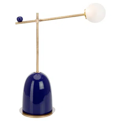 Pre-owned Marioni Pins Blue Ceramic Table Lamp With Adjustable Arm