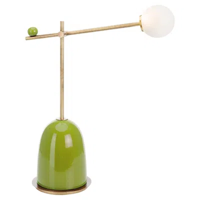 Pre-owned Marioni Pins Green Ceramic Table Lamp With Adjustable Arm