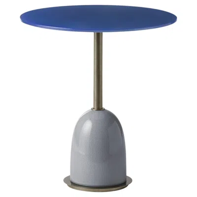 Pre-owned Marioni Pins Round Blue Ceramic And Glass Side Table