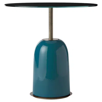 Pre-owned Marioni Pins Round Ceramic And Black Backpainted Glass Side Table