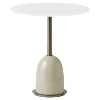 Pre-owned Marioni Pins Round White Ceramic And Glass Side Table