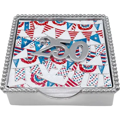 Mariposa 250 Beaded Napkin Box Set In Silver