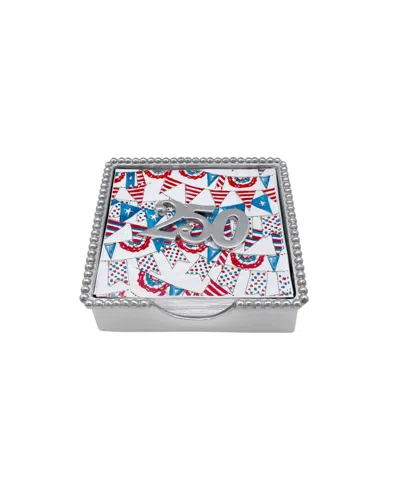 Mariposa Aluminum 250 Beaded 5.75" Napkin Box Set In Silver