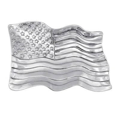Mariposa American Flag Large Platter In Silver