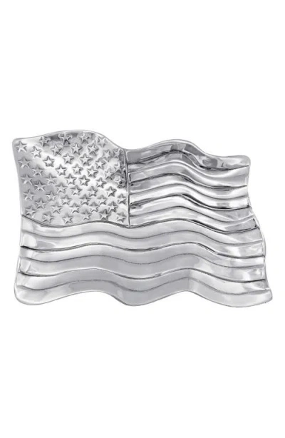 Mariposa American Flag Large Serving Tray In Silver