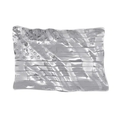 Mariposa American Flag Medium Platter In Silver