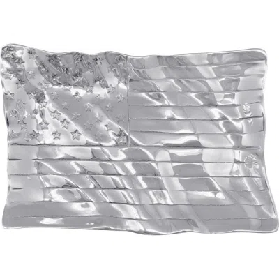 Mariposa American Flag Medium Serving Tray In Silver