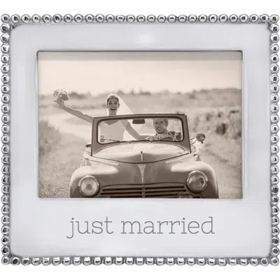 Mariposa Beaded Just Married 5 X 7-inch Picture Frame In Silver