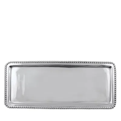 Mariposa Beaded Long Serving Tray In Silver