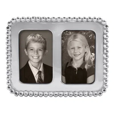Mariposa Beaded Silver Metal Beveled Picture Frame In Gray