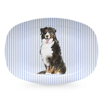 Mariposa Best Friends Bernese Mountain Dog Platter In Blue