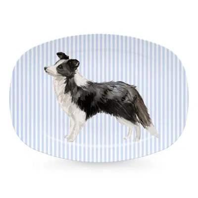Mariposa Best Friends Border Collie Platter In Blue