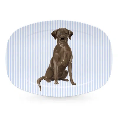 Mariposa Best Friends Chocolate Lab Platter In Blue