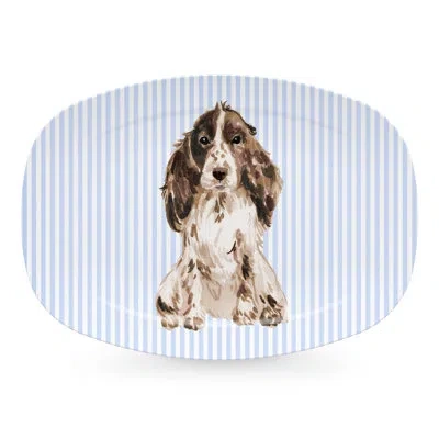 Mariposa Best Friends Cocker Spaniel Platter In Blue