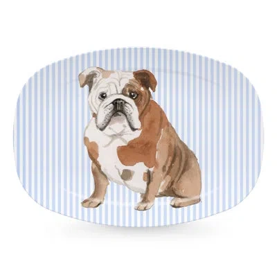 Mariposa Best Friends English Bulldog Platter In Blue