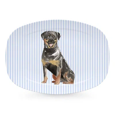 Mariposa Best Friends Rottweiler Platter In Blue