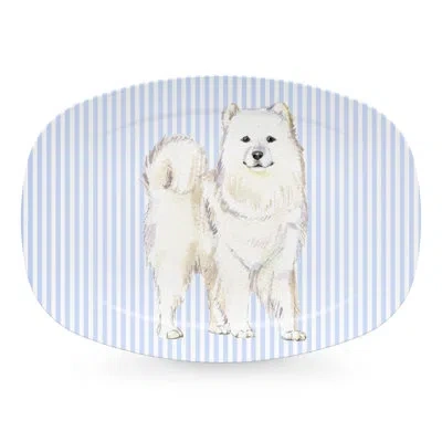 Mariposa Best Friends Samoyed Platter In Blue