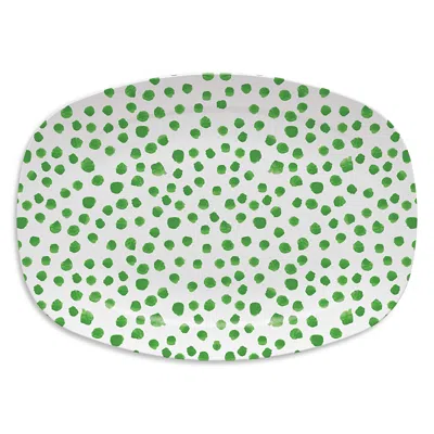Mariposa Blue Dotty Platter In Green