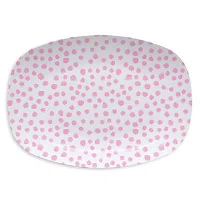 Mariposa Blue Dotty Platter In Pink