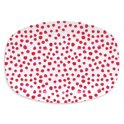Mariposa Blue Dotty Platter In Pink