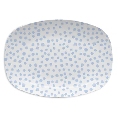 Mariposa Blue Dotty Platter In White