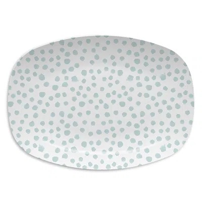 Mariposa Blue Dotty Platter In White
