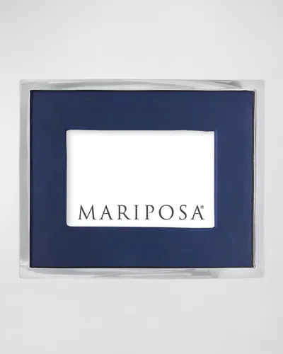 Mariposa Blue Leather W/ Metal Border Frame, 4" X 6"