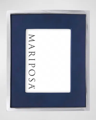 Mariposa Blue Leather W/ Metal Border Frame, 5" X 7"