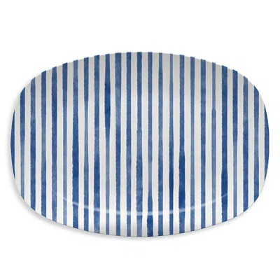 Mariposa Blue Simple Stripes Platter