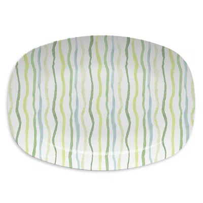 Mariposa Blue Stripe Tease Platter In Green